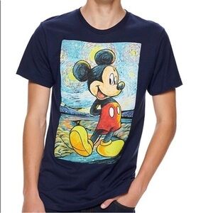NWT Disney Van Gogh Mickey Tee Navy Graphic T-shirt, Starry Night unisex - M